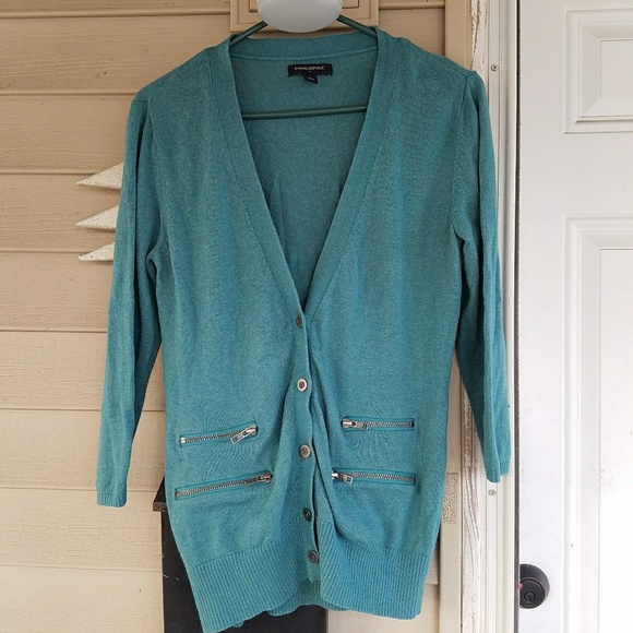 💙BANANA REPUBLIC TEAL ZIPPER CARDIGAN💙 - Picture 4 of 4